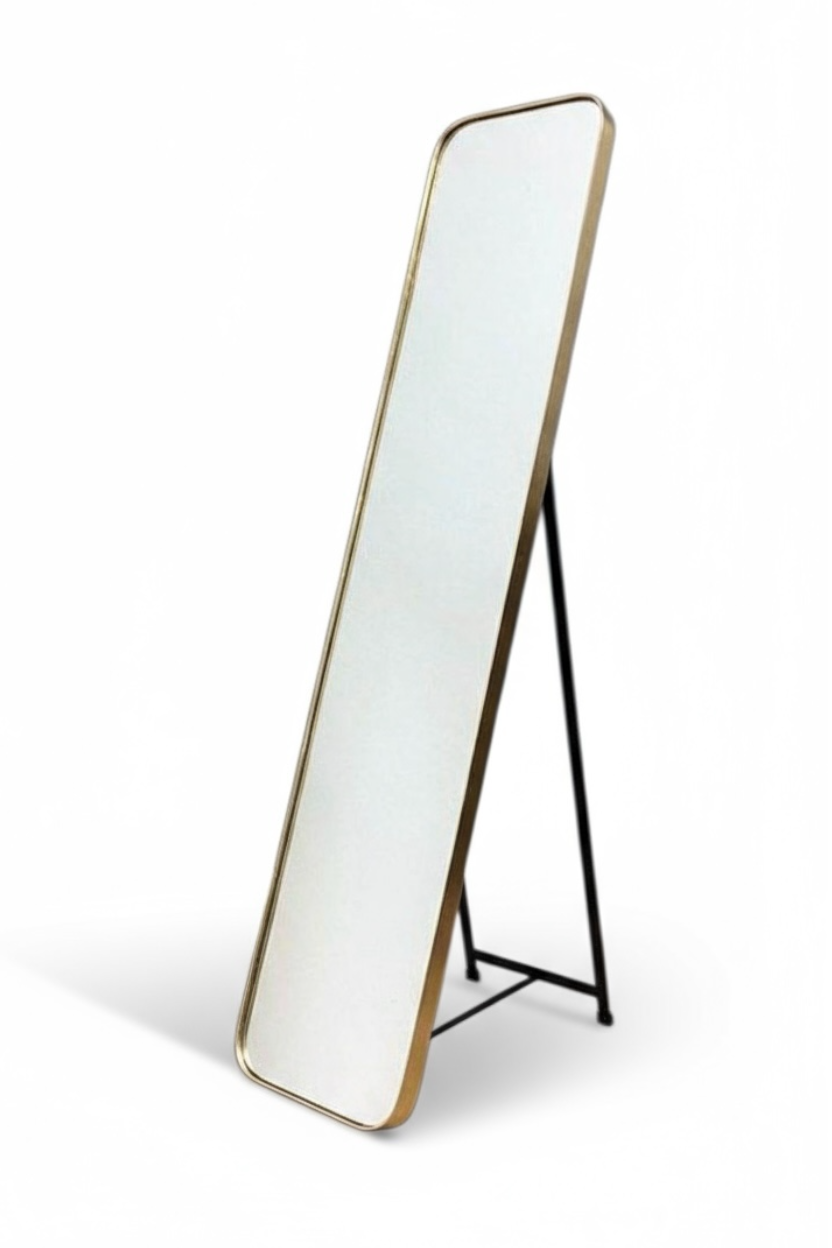 Black & Gold Metal Standing Mirror
